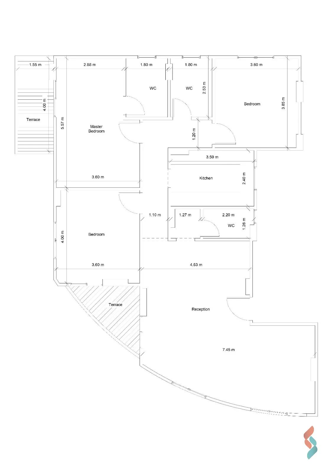 شقة للبيع بمساحة 190 متر و 3 غرف في التجمع الاول القاهرة - صورة 3