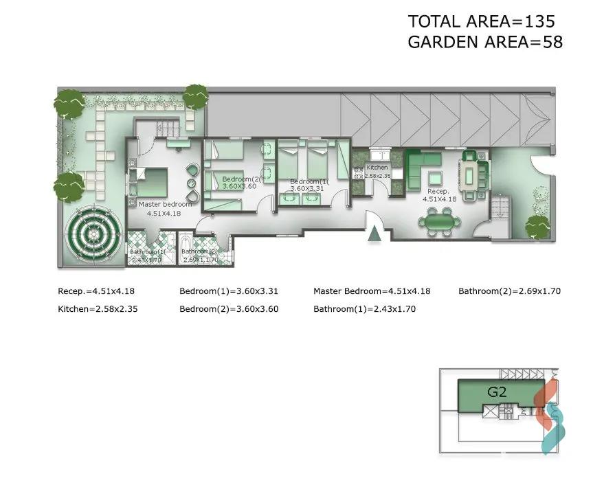 شقة للبيع بمساحة 135 متر و 3 غرف في التجمع الخامس القاهرة - صورة 2