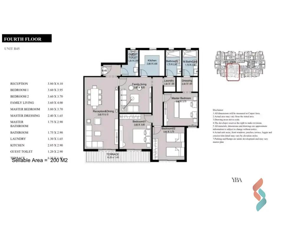 شقة للبيع بمساحة 200 متر و 4 غرف في القاهرة الجديدة القاهرة - صورة 2