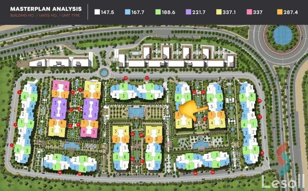شقة بحديقة للبيع بمساحة 147.5 متر و 3 غرف في العاصمة الإدارية القاهرة