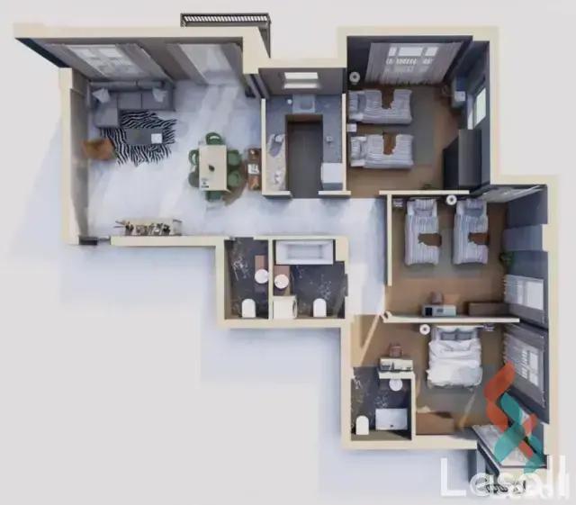 شقة للبيع بمساحة 155 متر و 3 غرف في العاصمة الإدارية القاهرة - صورة 4