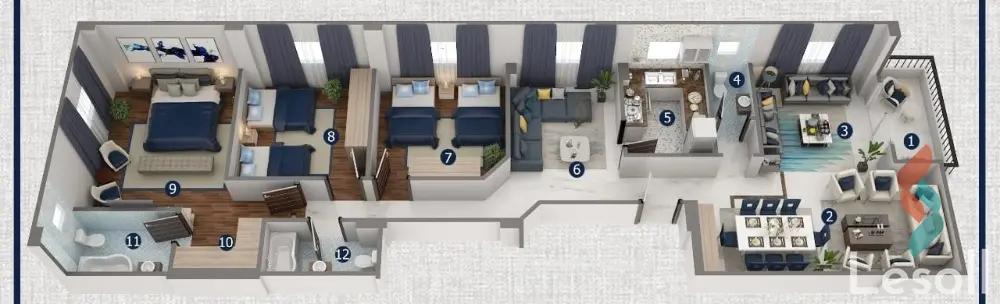 شقة للبيع بمساحة 186 متر و 3 غرف في التجمع الخامس القاهرة - صورة 3