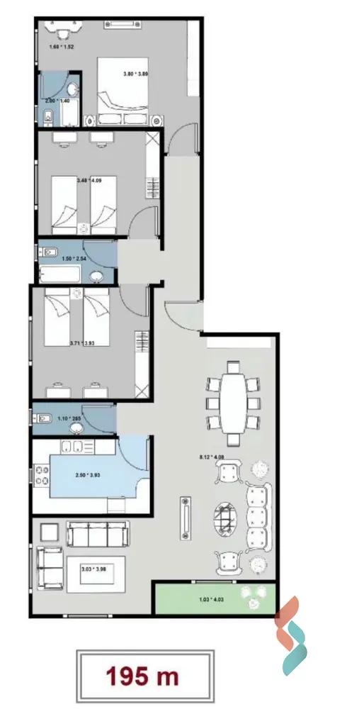 شقة للبيع بمساحة 195 متر و 3 غرف في التجمع الخامس القاهرة - صورة 3