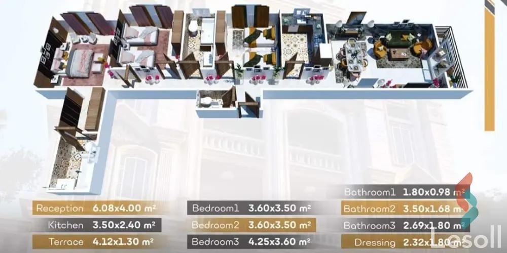 شقة للبيع بمساحة 162 متر و 3 غرف في التجمع الخامس القاهرة - صورة 4