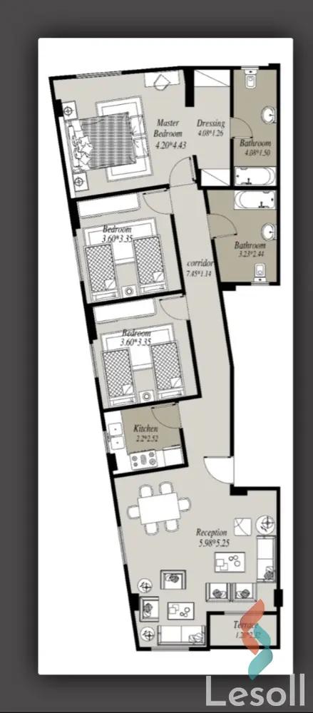 شقة للبيع بمساحة 162 متر و 3 غرف في التجمع الخامس القاهرة - صورة 3