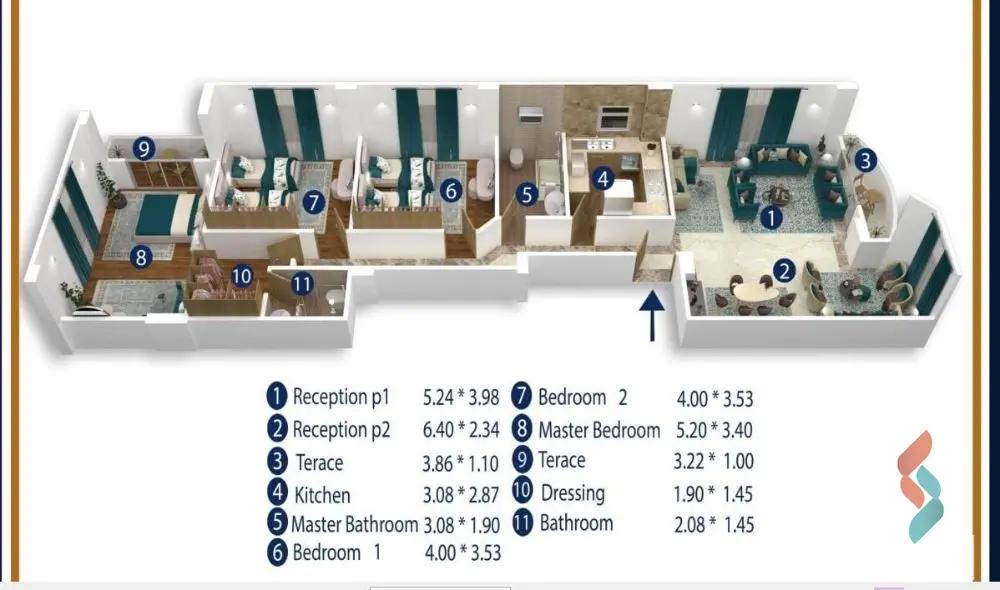 شقة للبيع بمساحة 190 متر و 3 غرف في التجمع الخامس القاهرة - صورة 4