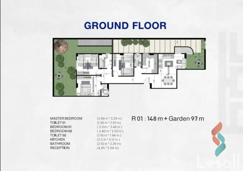 Apartment with garden for sale with an data.area 148 meters and 3 data.rooms in New Cairo Cairo - Image 3