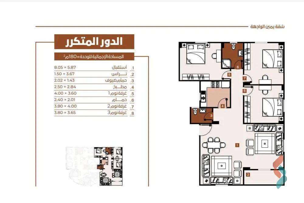 شقة للبيع بمساحة 180 متر و 3 غرف في التجمع الخامس القاهرة - صورة 4