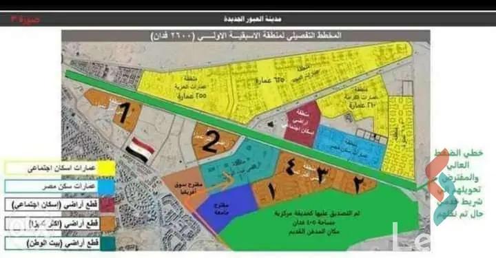 Land building for sale with an area of 500 meters in Obour Qaliubiya