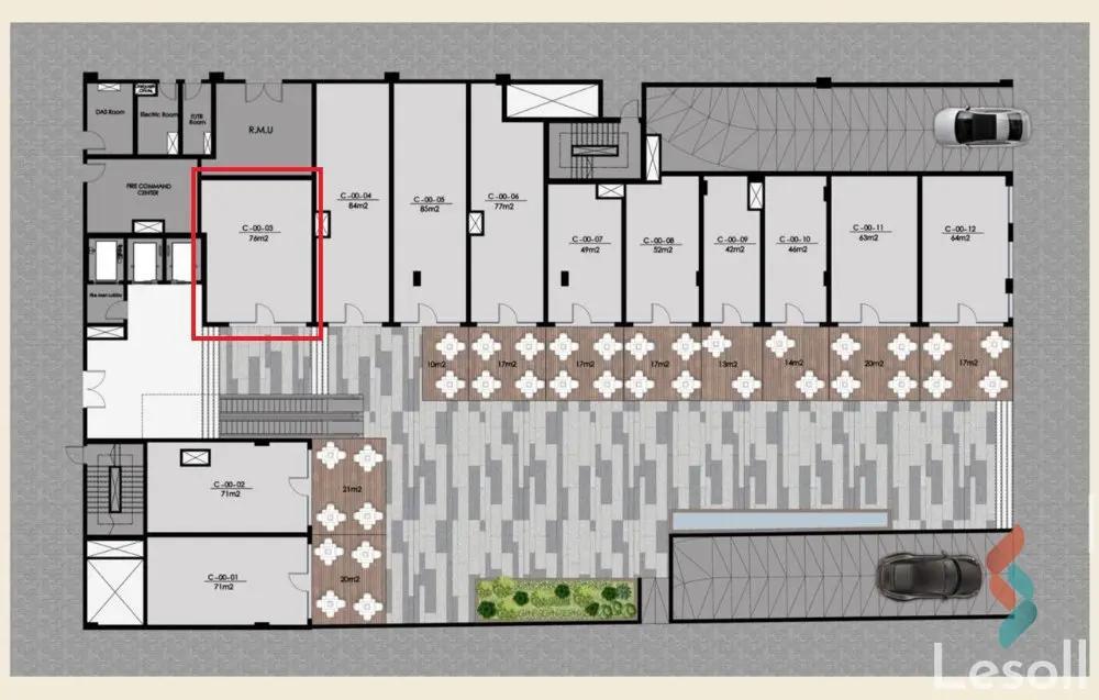 Retail for sale with an area of 76 meters in Capital New Cairo