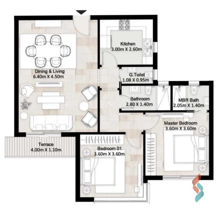 شقة للبيع بمساحة 108 متر و غرفتان في التجمع الخامس القاهرة - صورة 3