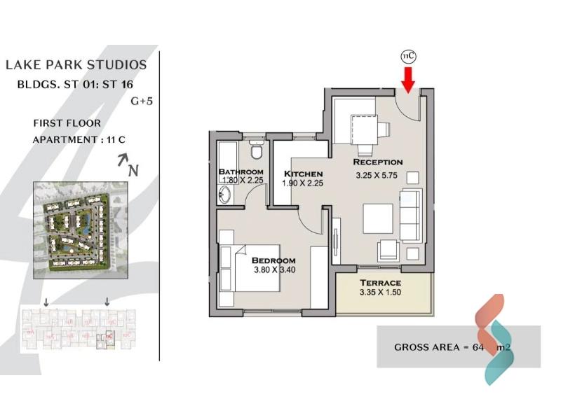 إستوديو للبيع بمساحة 65 متر و غرفة واحدة في القاهرة الجديدة القاهرة