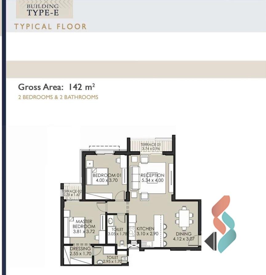 Apartment for sale with an area 140 meters and 2 room in 6th Settlement Cairo