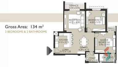 شقة للبيع بمساحة 134 متر و غرفتان في التجمع السادس - القاهرة الجديدة القاهرة