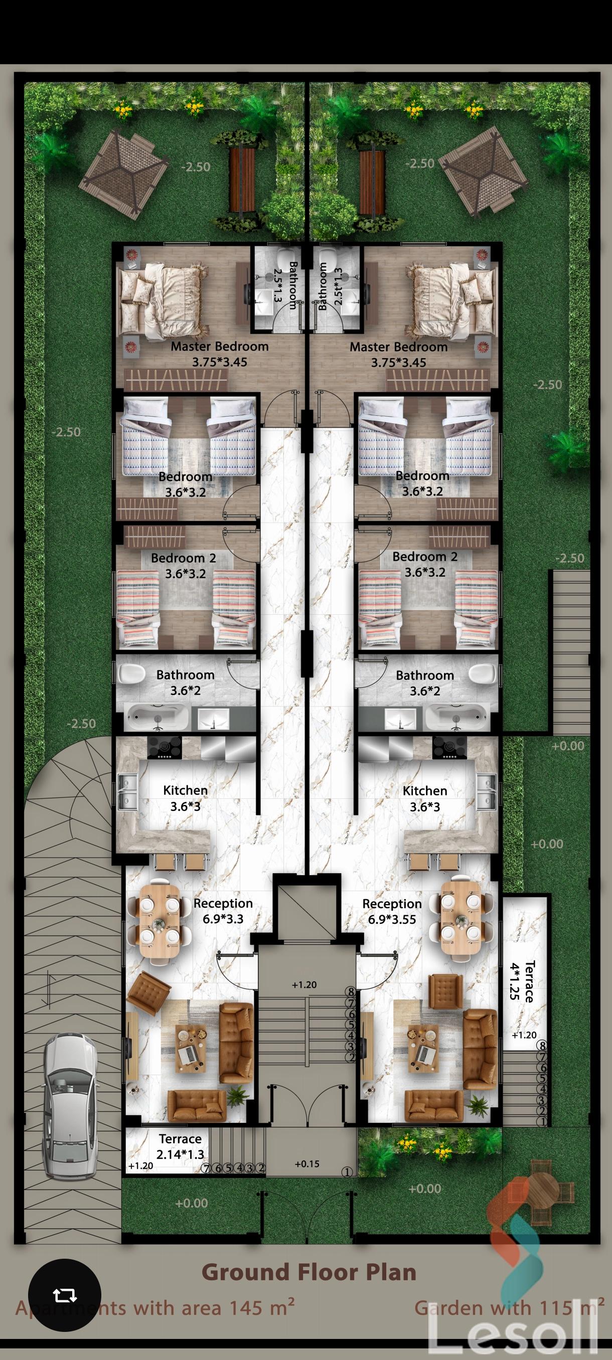 Apartment for sale with an area 155 meters and 3 rooms in Hadayek October Giza