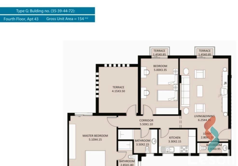 Apartment for sale with an area 154 meters and 2 room in Heliopolis Cairo