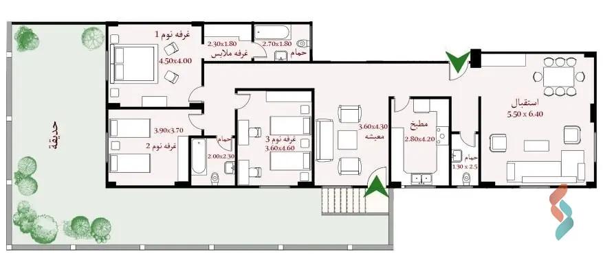 Apartment with garden for sale with an area 230 meters and 4 rooms in 5th Settlement Cairo