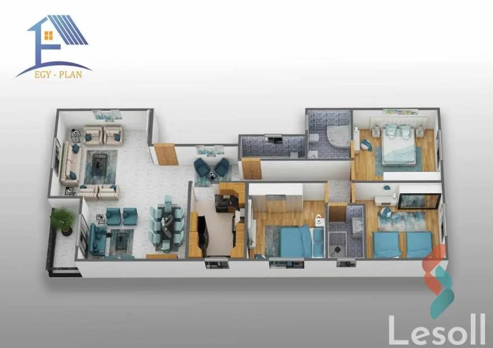 شقة للبيع بمساحة 175 متر و 3 غرف في الشيخ زايد الجيزة