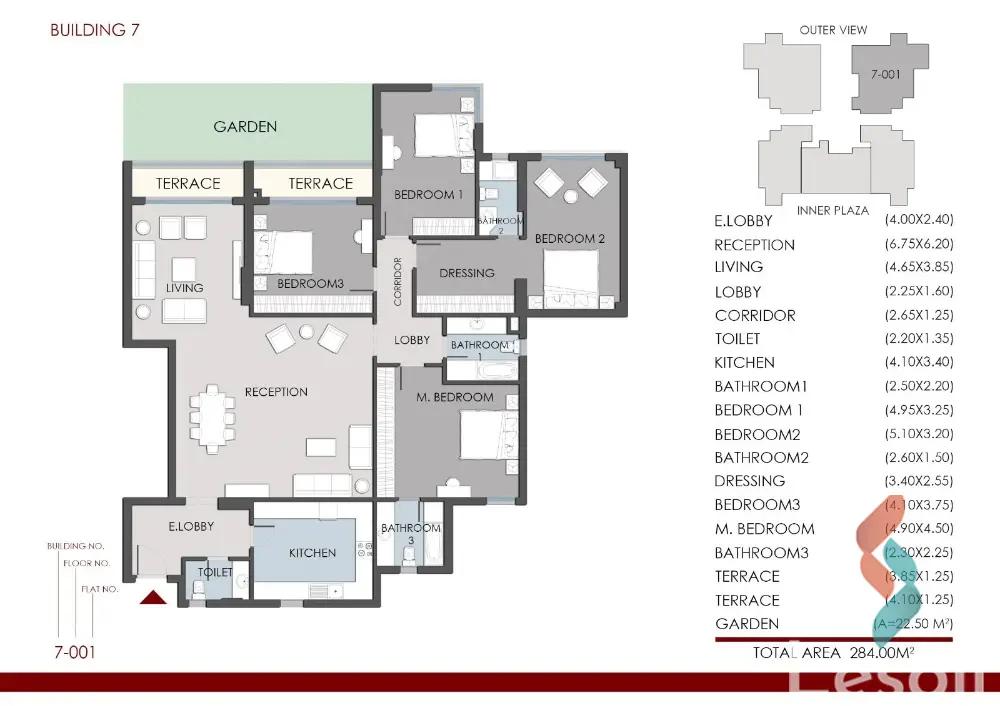 Apartment for sale with an area 284 meters and 4 rooms in Capital New Cairo - Image 2