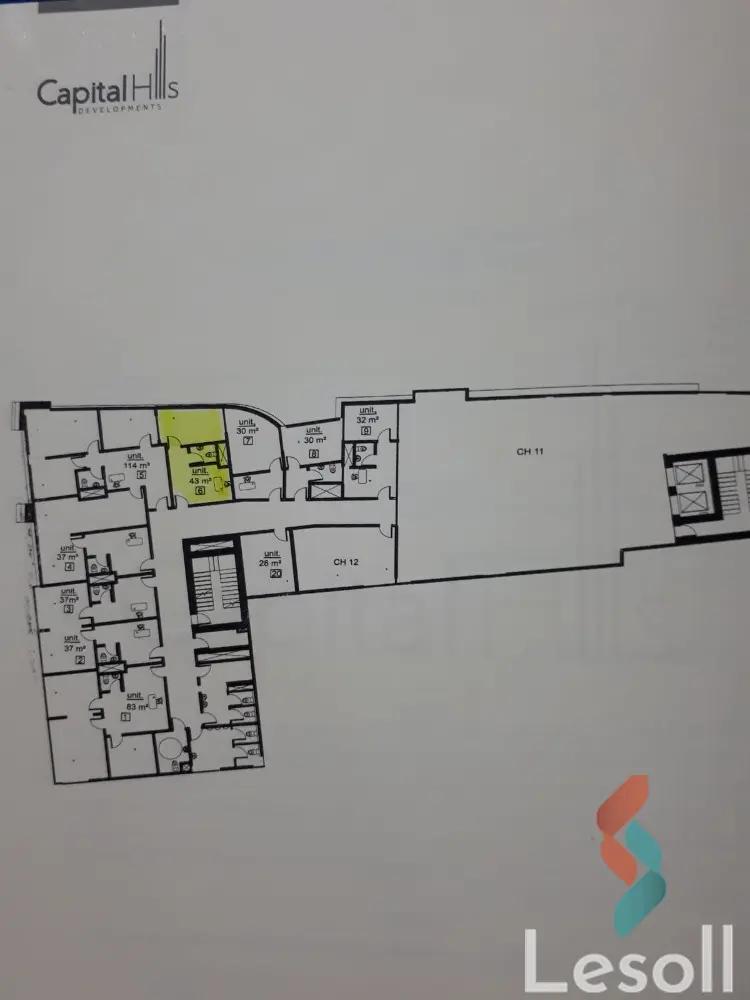 Office for sale with an area 43 meters in Capital New Cairo