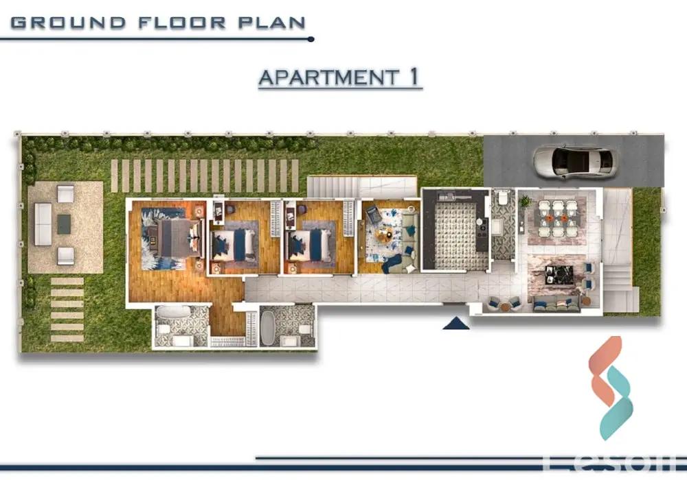 Apartment with garden for sale with an area 190 meters and 3 rooms in October 6 Giza - All Images