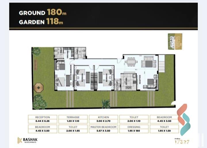 Apartment with garden for sale with an area 180 meters and 3 rooms in 5th Settlement Cairo - All Images