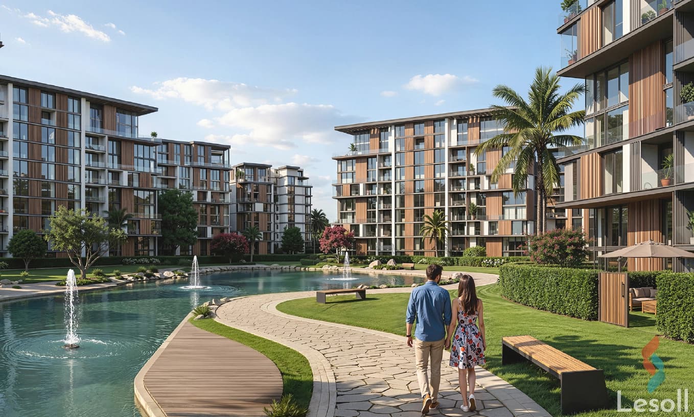 Apartment 135 sqm for sale in Central Water Residences compound 6th Settlement installments Apartment 135 sqm for sale in Central Water Residences compound 6th Settlement installments