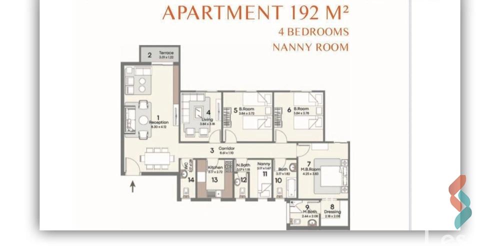 Apartment for sale with an area 192 meters and 4 rooms in Capital New Cairo Apartment for sale with an area 192 meters and 4 rooms in Capital New Cairo