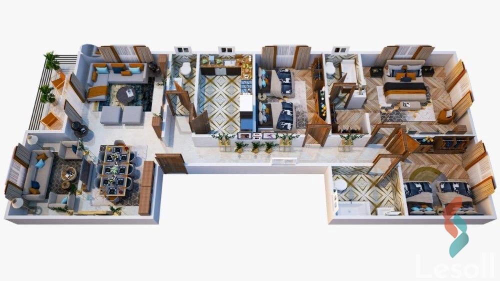 شقة للبيع بمساحة 175 متر و 3 غرف في الشيخ زايد الجيزة - صورة 3