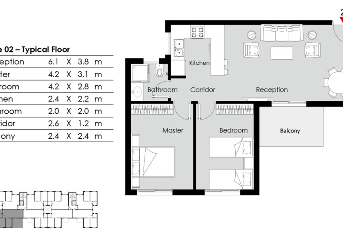شقة للبيع بمساحة 90 متر و غرفتان في حدائق اكتوبر الجيزة - صورة 3