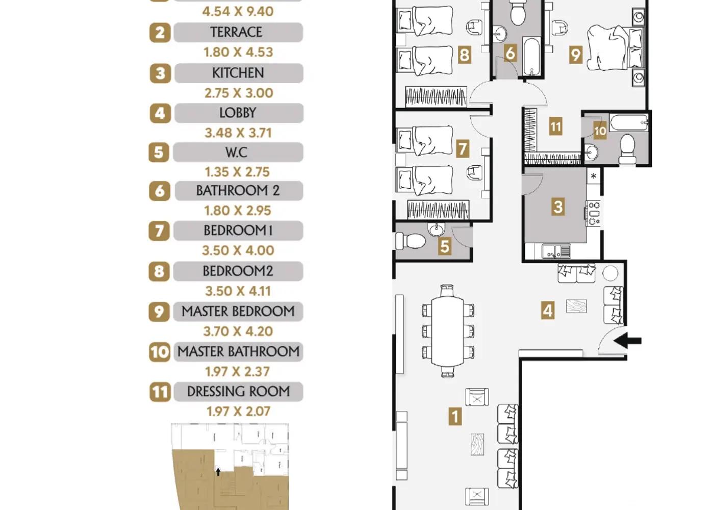 شقة للبيع بمساحة 207 متر و 3 غرف في القاهرة الجديدة القاهرة - صورة 4